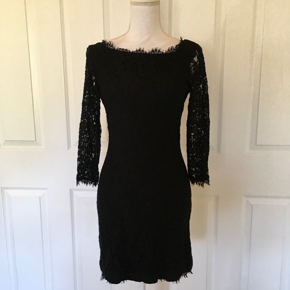 Diane Von Furstenberg Zarita lace dress in black Sz 4 - Picture 2 of 8